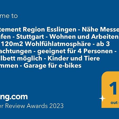 Appartement Region Esslingen - Naehe Messe - Flughafen - Stuttgart - Wohnen Und Arbeiten Auf Zeit In 120M2 Wohlfuehlatmosphaere - Ab 3 Uebernachtungen - Geeignet Fuer 4 Pers Incl Kinder - Beistellbett Moeglich - Kinder Und Tiere Willkommen - Garage F Altbach Exterior foto